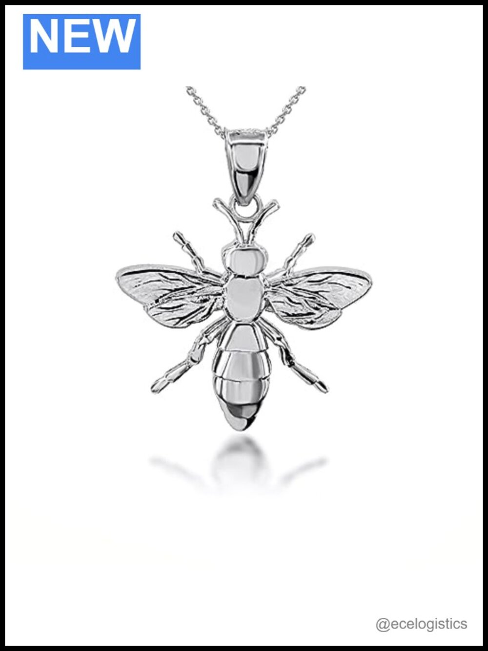Bumble Bee 3D Charm Pendant Necklace Fine Real Solid 925 Sterling Silver